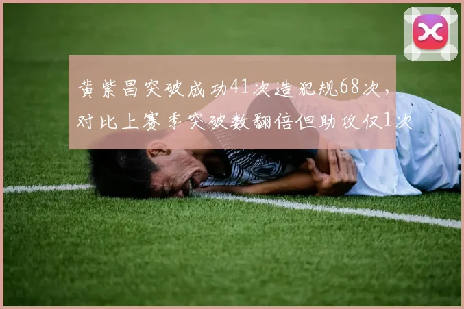 黄紫昌突破成功41次造犯规68次，对比上赛季突破数翻倍但助攻仅1次
